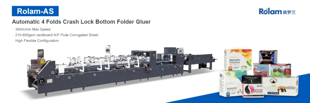 300m/Min Rolam as Pre-Fold Automatic Crash Lock Bottom 3 Points Folder Gluer